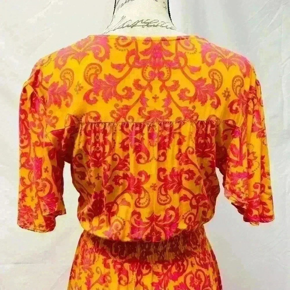 Abel The Label Anthropology Maxi Dress Elastic Waist & Ruffle Sleeves Size XS - Picture 10 of 14